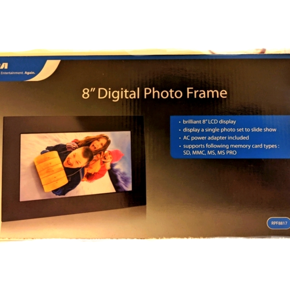 🆕RCA 8" Digital Photo Frame Photos, Black Frame NWOT